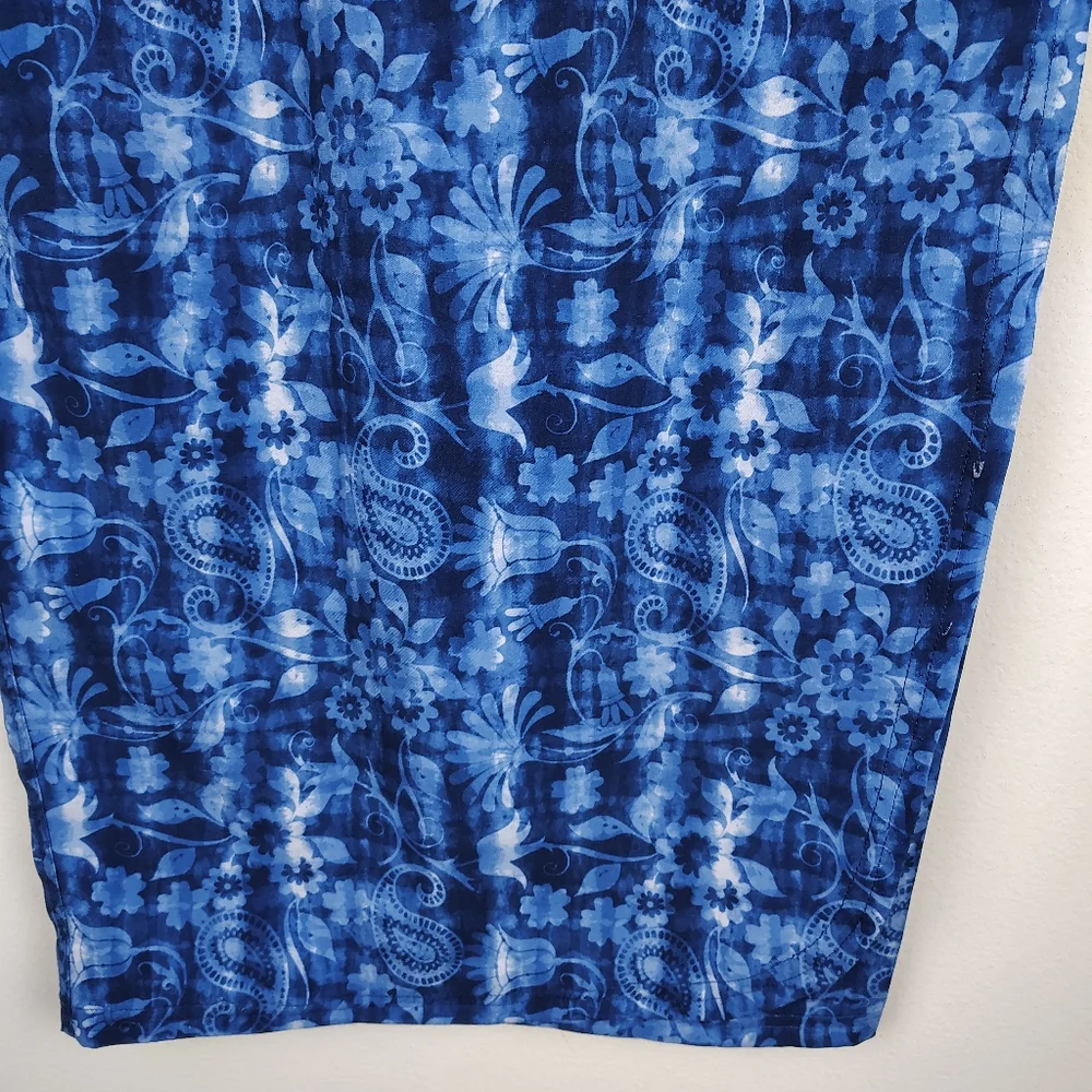 Ripskirt Hawaii Skirt Medium Blue Maxi Length 4 Wrap Floral Hawaiian Tropical - Picture 3 of 10